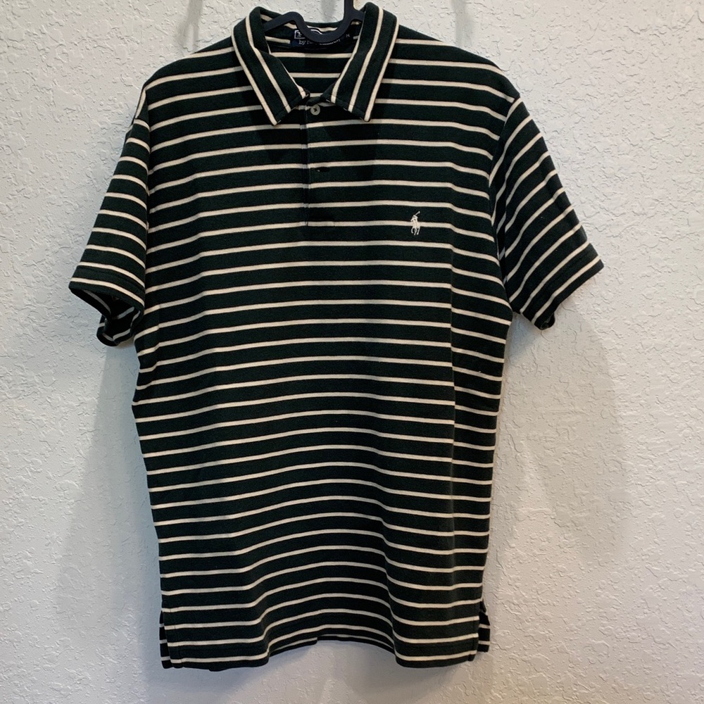 Ralph Lauren Green and Cream Striped Polo Shirt - Picture 3 of 3